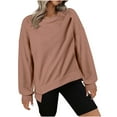 thumbnail image 1 of MIUOWANP Womens Sweatshirt Fall Women's New Solid Color Long Sleeve Tops Winter Casual Loose Sweatshirt Rose Gold XXL, 1 of 4