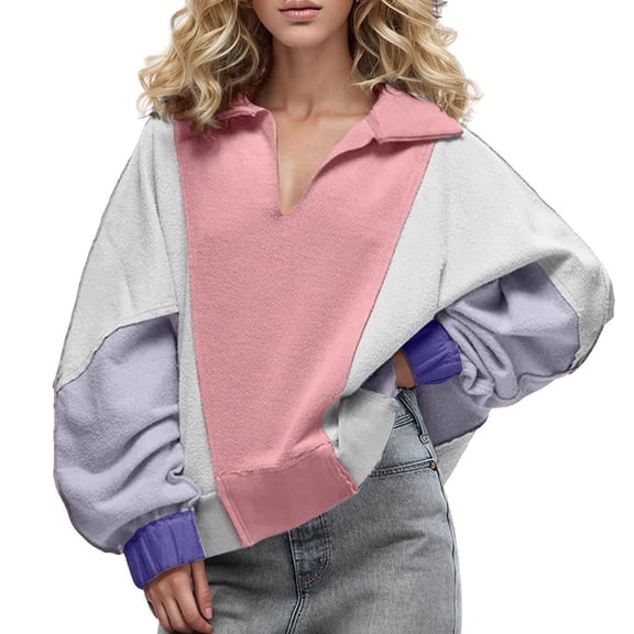 MaFYtyTPR Womens Sweatshirt Tops Women's Loose Long Sleeve Round Neck T-Shirt Bottoming Top Pink S