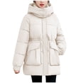 thumbnail image 1 of MIUOWANP Womens Winter Coats Fashionable Ladies Zipper Long Sleeve Winter Thickened Cotton Coat White XL, 1 of 5