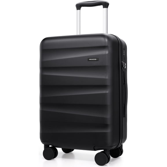 MIUSSE 20 inch Carry On Luggage Airline Approved 100% PC Lightweight Hard Shell with Spinner Wheels and TSA Lock, Black