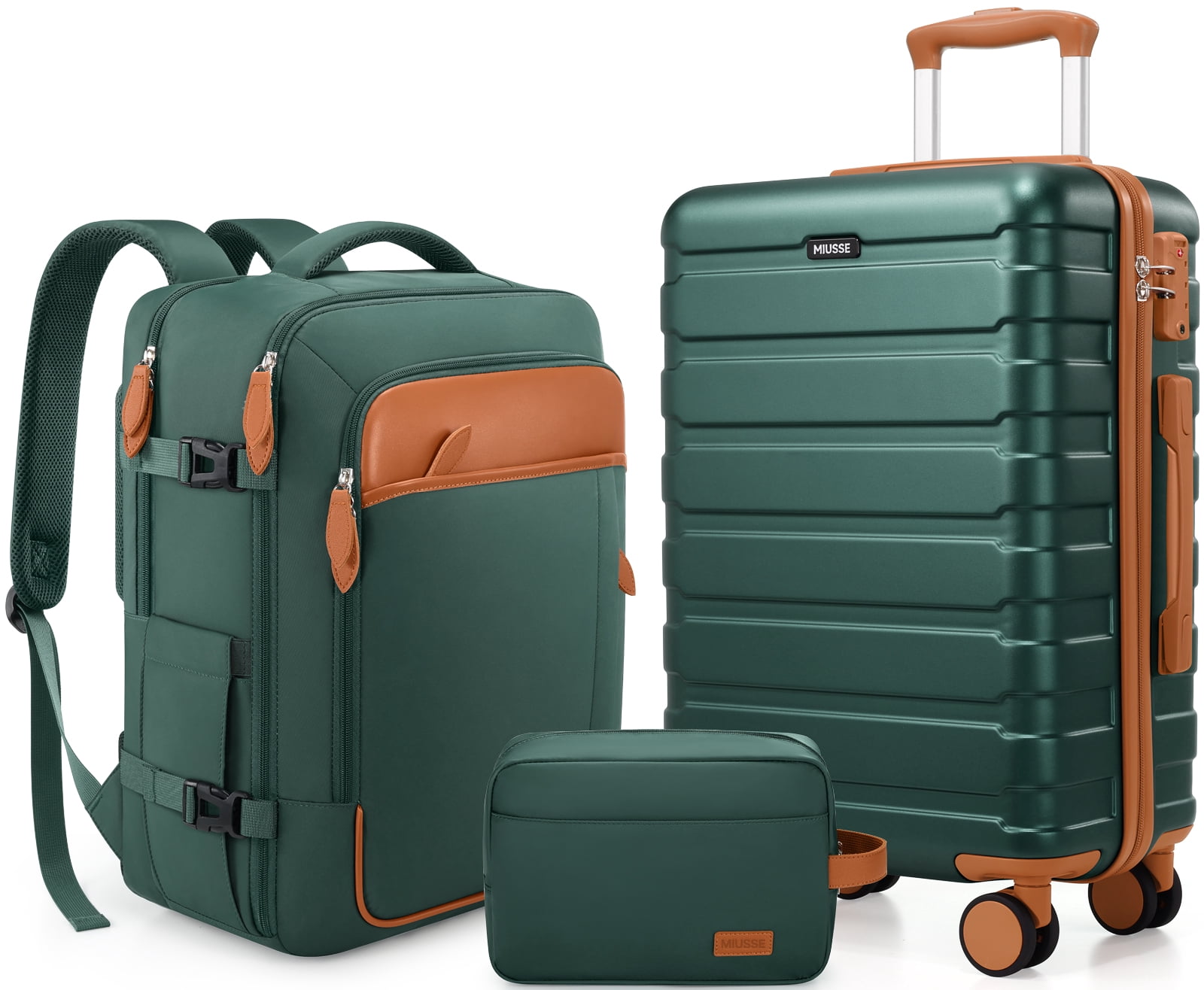 MIUSSE Hard Shell Luggage Sets 3 Piece, Luggage with Backpack Set, 20 Inch Hardside Suitcase with Spinner Wheels and TSA Lock, Carry On Suitcase With Travel Backpack for Men Women - Walmart.com