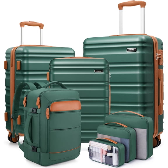 MIUSSE Hard Shell Luggage Sets 7 Pieces, 28/24/20 inch Suitcase Sets with Spinner Wheels & TSA Lock, Hard Case Luggage Set with Travel Backpack and Packing Cubes