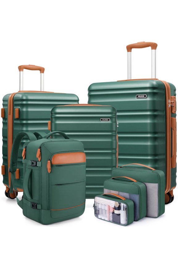 Hard Shell Luggage Sets 7 Pieces, 28/24/20 inch Suitcase Sets with Spinner Wheels & TSA Lock, Hard Case Luggage Set with Travel Backpack and Packing Cubes