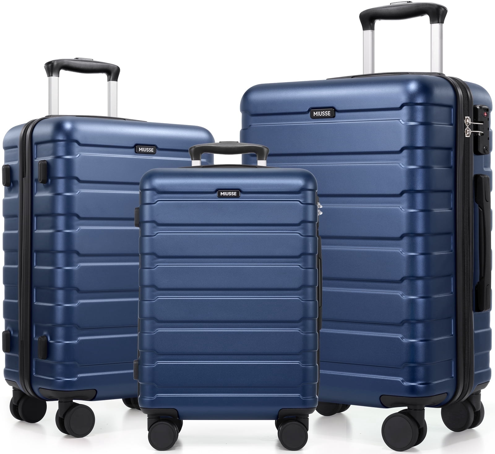 MIUSSE Hardshell Luggage Sets 3 Pieces, Hardside Lightweight Suitcase with Spinner Wheels and TSA Lock, Blue Luggage Set 20in24in28in