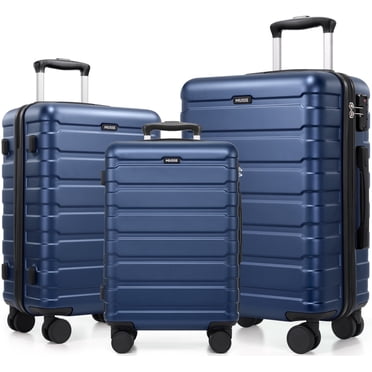 MIUSSE Hardshell Luggage Sets 3 Pieces, Hardside Lightweight Suitcase with Spinner Wheels and TSA Lock, Blue Luggage Set 20in24in28in