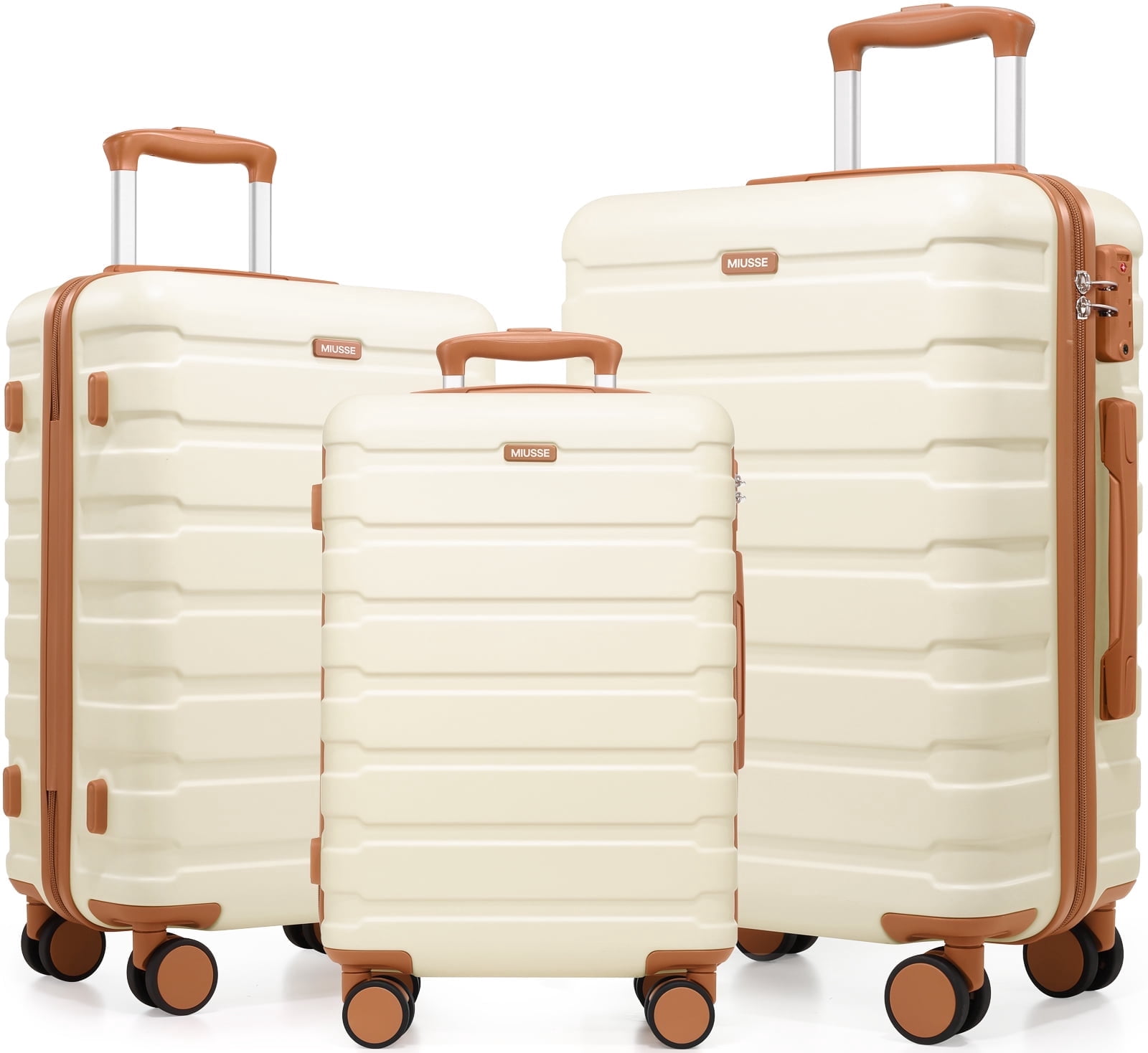MIUSSE Hardshell Luggage Sets 3 Pieces, Hardside Lightweight Suitcase with Spinner Wheels and TSA Lock, White Luggage Set 20in24in28in - Walmart.com
