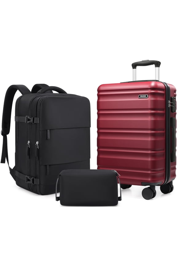Carry On Luggae for Airplane, 20 Inch Carry On Suitcase with Spinner Wheels and TSA Lock, Hard Shell Luggage Sets 3 Piece with Travel Backpack