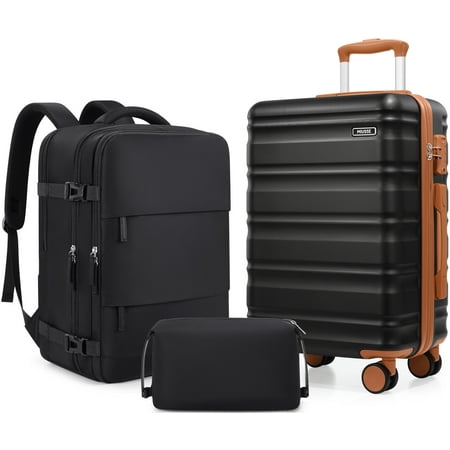 MIUSSE Carry On Luggae for Airplane, 20 Inch Carry On Suitcase with Spinner Wheels and TSA Lock, Hard Shell Luggage Sets 3 Piece with Travel Backpack