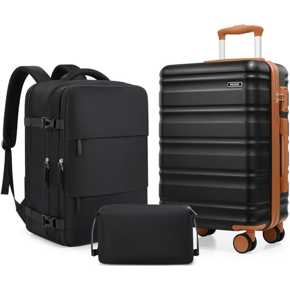 MIUSSE Carry On Luggae for Airplane, 20 Inch Carry On Suitcase with Spinner Wheels and TSA Lock, Hard Shell Luggage Sets 3 Piece with Travel Backpack