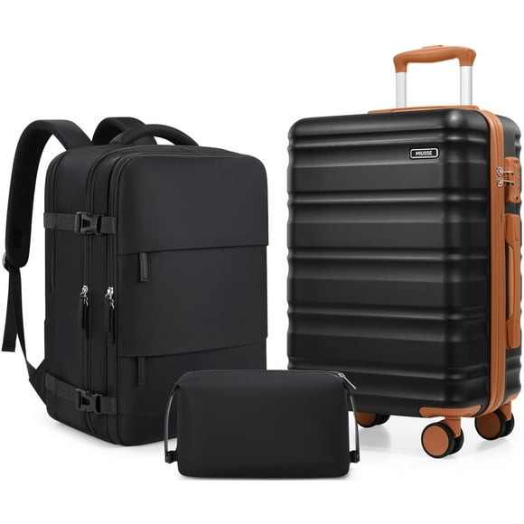 MIUSSE Carry On Luggae for Airplane, 20 Inch Carry On Suitcase with Spinner Wheels and TSA Lock, Hard Shell Luggage Sets 3 Piece with Travel Backpack