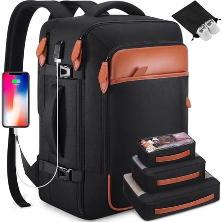 UKEIN Travel Backpack for Men & Women Carry On Backpack Flight Approved Expandable 42L Waterproof Anti-Theft Personal Item Backpack with Packing Cubes and Shoe Pocket