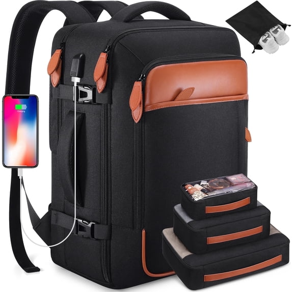 UKEIN Travel Backpack for Men & Women Carry On Backpack Flight Approved Expandable 42L Waterproof Anti-Theft Personal Item Backpack with Packing Cubes and Shoe Pocket