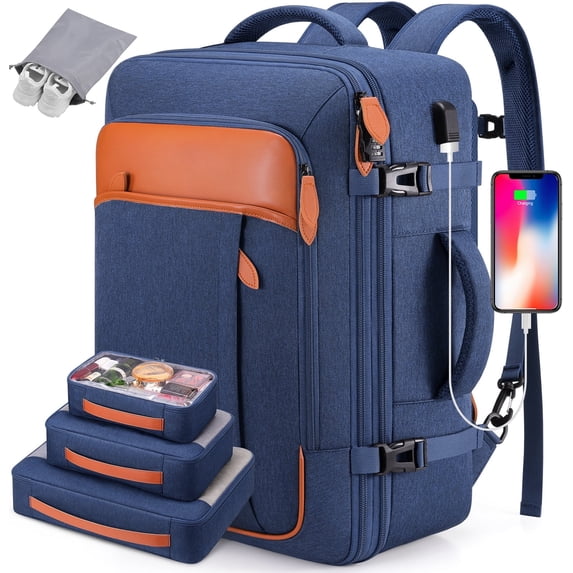 UKEIN Travel Backpack for Men & Women Carry On Backpack Flight Approved Expandable 42L Waterproof Anti-Theft Personal Item Backpack with Packing Cubes and Shoe Pocket