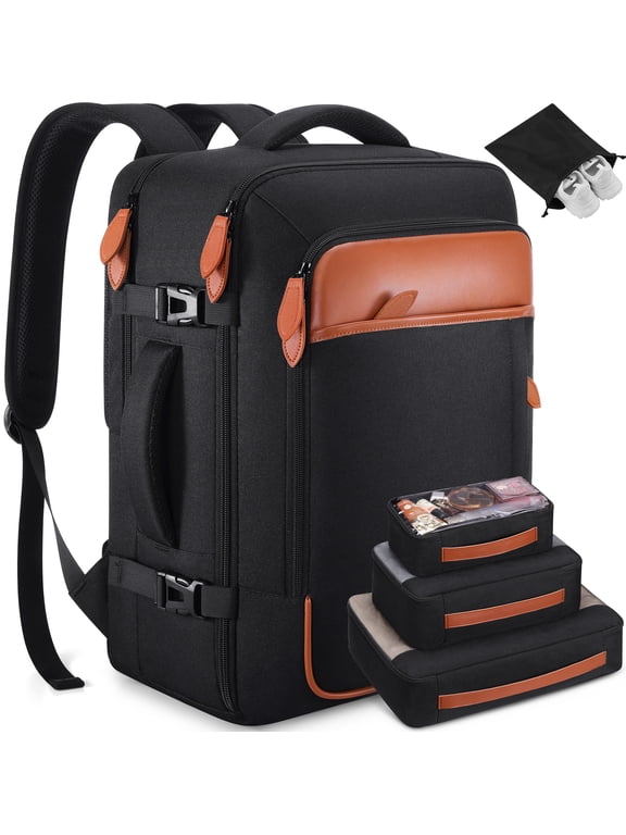 Travel Backpack for Men & Women Carry On Backpack Flight Approved Expandable 42L Waterproof Anti-Theft Personal Item Backpack with Packing Cubes and Shoe Pocket