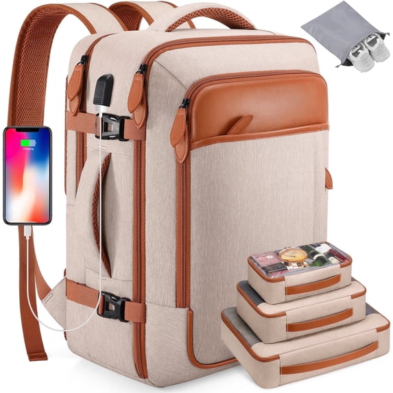 UKEIN Travel Backpack for Men & Women Carry On Backpack Flight Approved Expandable 42L Waterproof Anti-Theft Personal Item Backpack with Packing Cubes and Shoe Pocket