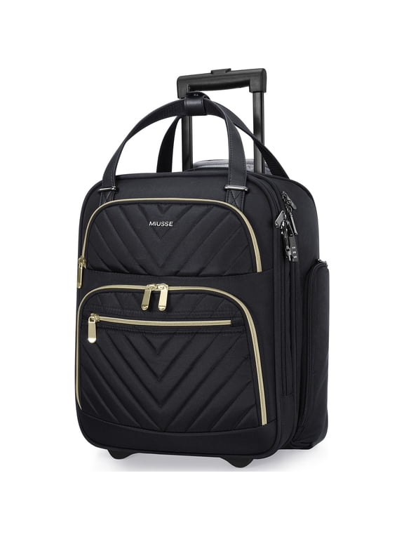 Underseat Carry on Luggage 16 Inch Soft Sided Luggage with Wheels and TSA Lock Airline Approved Small Suitcase for Men Women