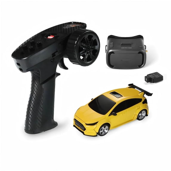 MIX GO 1/43 Scale RC Drift Car with FPV Camera & Glasses, 4WD Remote Control Car with Simulated Lights, 2.4Ghz All-Terrain Mini Racing Car for Teens and Adults