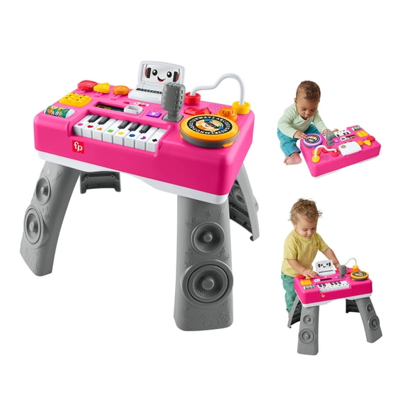 Fisher-Price Laugh & Learn Mix & Learn DJ Table, Pink Musical Learning Toy for Baby & Toddler