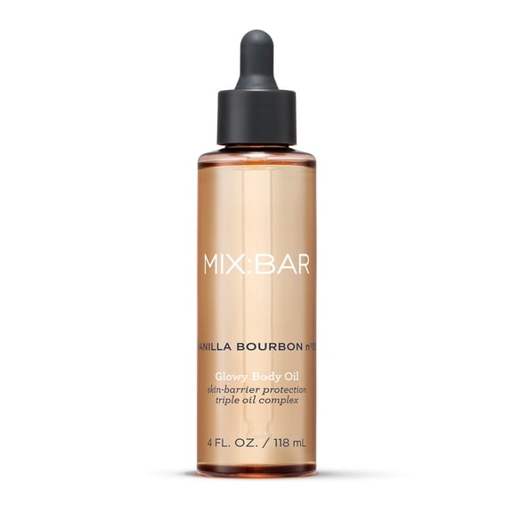 MIX:BAR Fragrance Oil, Vanilla Bourbon, Jojoba Oil + Avocado Oil, Moisturizing Body Oil, 4fl oz