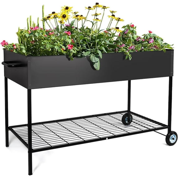 MIXC Metal Raised Garden Beds with Legs, Elevated Planter Boxes Outdoor Raised for Gardening, Large Planter Box for Vegetable Flower Herb, 50 * 26 * 31 INCH
