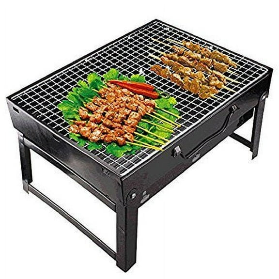 MIXCART Steel Folding and Portable Outdoor Barbeque Grill BBQ Briefcase Style Toaster (49 x 25 x 7.5 cm, Multicolour)
