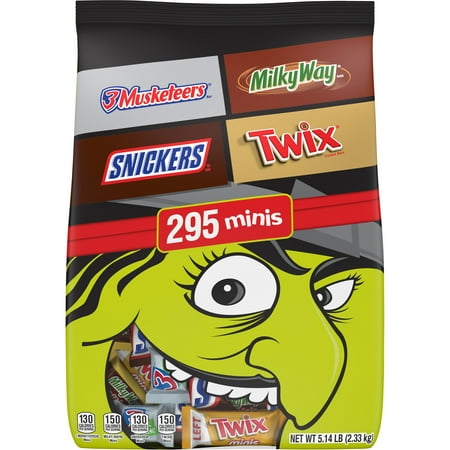 Mars Mixed Snickers, Twix & More Minis Chocolate Halloween Candy Assortment - 295 Ct Bulk Bag