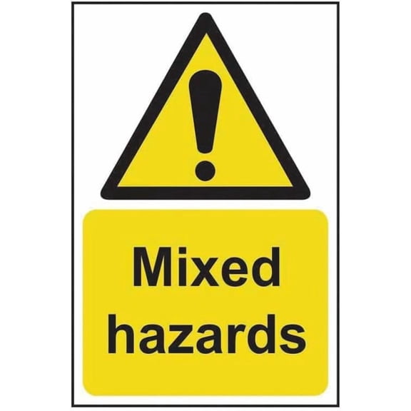 MIXED HAZARDS Site Safety Metal Sign 8x12 Inch Notice Danger Warning Caution for Outdoor & Indoor