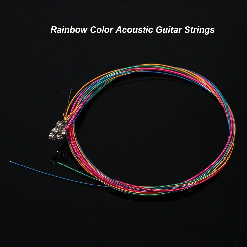 MIXFEER 6pcs/Set Rainbow Colors Colorful Acoustic Guitar Strings ...