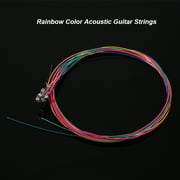 MIXFEER 6pcs/Set Rainbow Colors Colorful Acoustic Guitar Strings Musical Instruments Replacement Steel Chord Wire