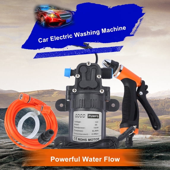 MIXFEER High Pressure Electric Car Washer, 12V Wash Pump Water Spray Hose Set Car Washing Kit Automobile Cleaning Tools
