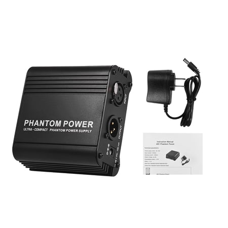 MIXFEER Muslady Ultra-compact Microphone +48V Phantom Power Supply with XLR Input & Output for Condenser Microphone Studio Music Recording