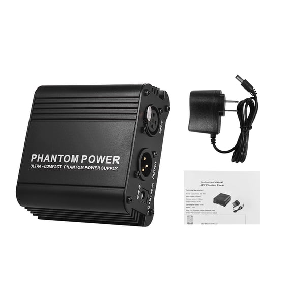 MIXFEER Muslady Ultra-compact Microphone +48V Phantom Power Supply with XLR Input & Output for Condenser Microphone Studio Music Recording