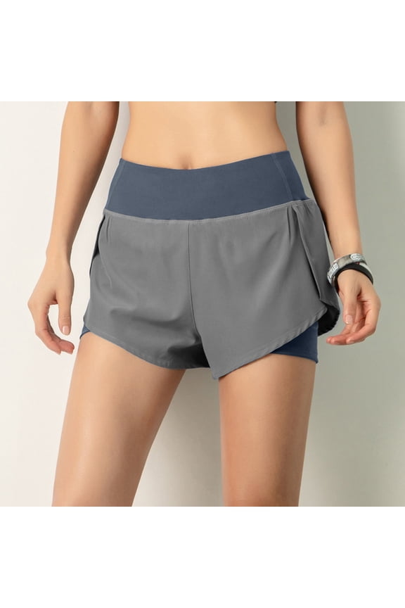 Quick Dry Women Workout Running Shorts with Pocket Waistband Double Layer Yoga Shorts Home Sportswear