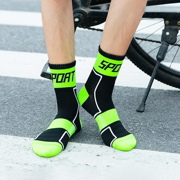 MIXFEER Reflective Cycling Socks High-Visibility Breathable Athletic Socks Bike Riding Running Socks for Men and Women