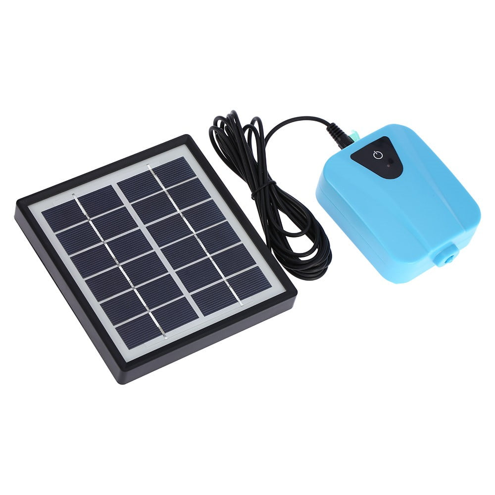 MIXFEER Solar Powered/DC Charging Oxygenator Water Oxygen Pump Pond Aerator with 1 Air Stone Aquarium Airpump 2L/min