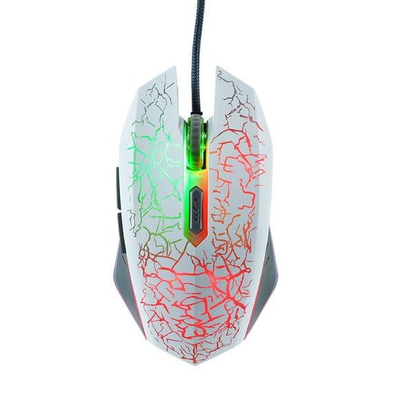 MIXFEER Wired Gaming Optical Game-level Engine Colorful Breathing Light 4-gear Adjustable DPI Ergonomic Mice White