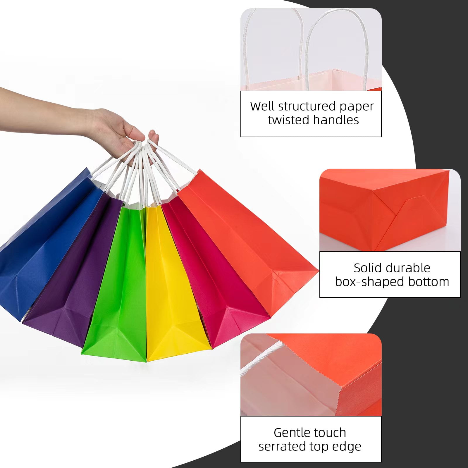 MIXMECY 13" Gift Bags with Tissue Paper, 24 Pack Bulk Party Favor Bags