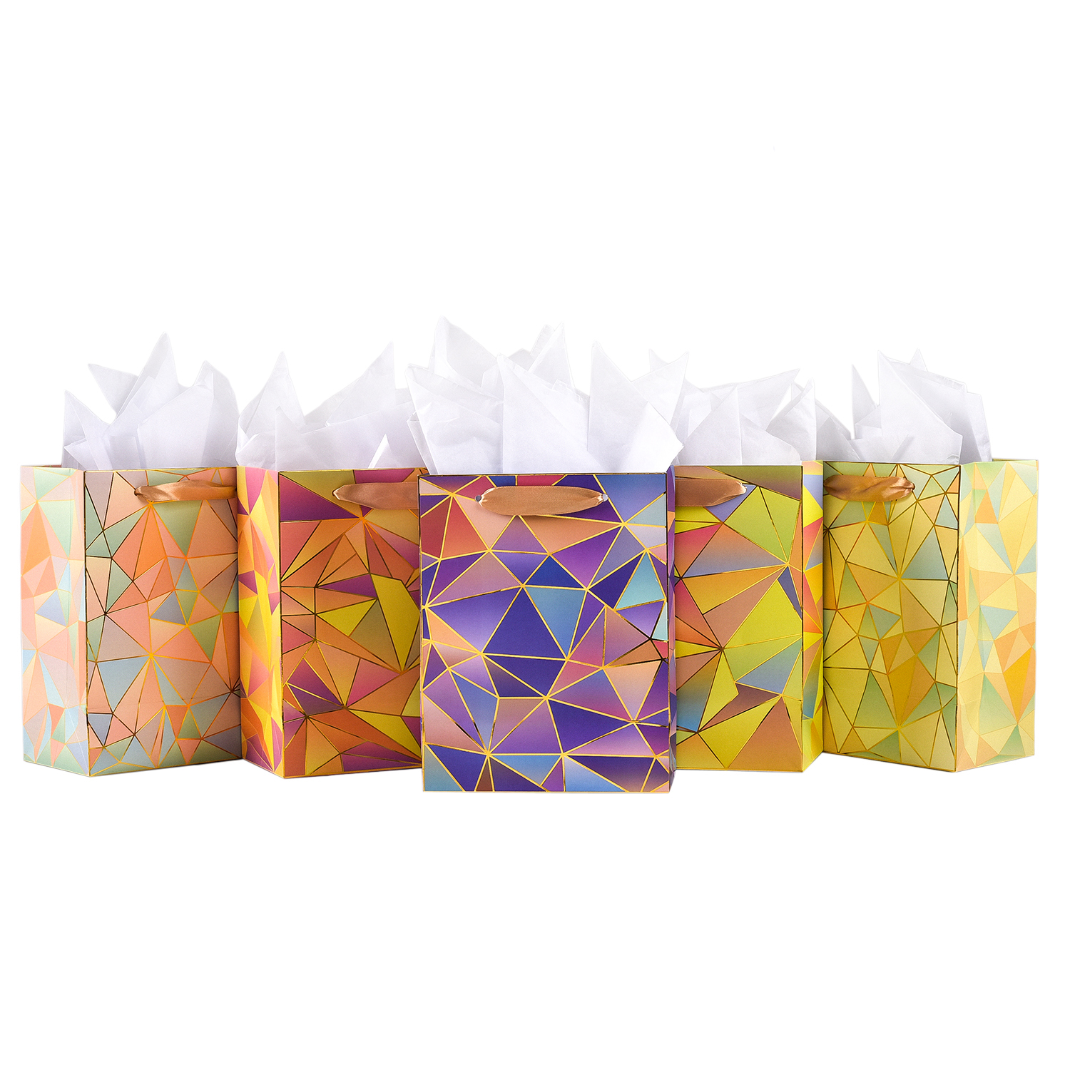 MIXMECY 9" Gift Bags Medium Size Set, 5 Pack Assorted Small Bulk
