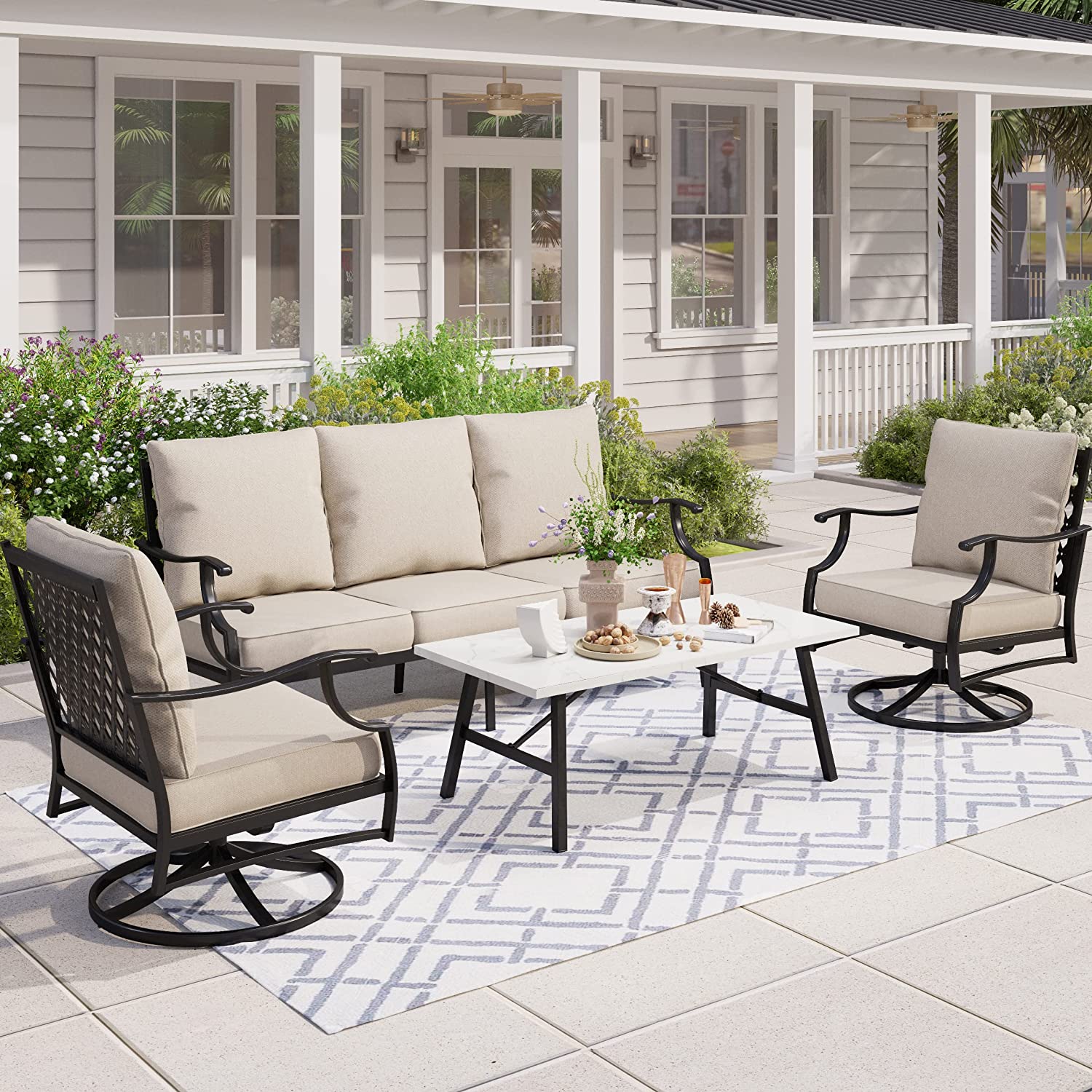 MIXPATIO Patio Conversation Set for 7 Outdoor Couch Furniture Set 6 ...