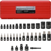 MIXPOWER 32PCS Torx Bit Socket Set, 14 Star Bits (T8-T70)& 13 E-Torx Sockets (E4-E24), CR-V & S2 Alloy Steel