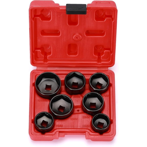 MIXPOWER 7 Pieces 3/8" Drive Low Profile Oil Filter Socket Set, Oil Filter Cap Remover and Installer Tool Set, 6 Point, 24mm to 36mm, CR-V