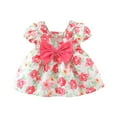 thumbnail image 1 of MIXUE Baby Girls Casual Dresses Summer Cute Floral Square Collar Short Sleeve Slim A Line Casual Dress Activewear,Pink,18-24 Months, 1 of 4