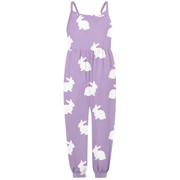 MIXUE Baby Girls Jumpsuits & Rompers Summer Rabbit Print Spaghetti Strap Sleeveless Overalls Bodysuits Streetwear,Pink,1-2 Years