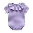 thumbnail image 1 of MIXUE Baby Girls Jumpsuits & Rompers Summer Soft Solid Color Round Neck Ruffled Short Sleeve Loose Casual Bodysuits Outwear,Purple,0-3 Months, 1 of 2