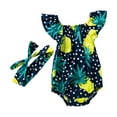 thumbnail image 1 of MIXUE Baby Girls Jumpsuits & Rompers Summer Infant Pineapple Print Floral Round Neck Fly Sleeve Bodysuits With Headbands Streetwear,Green,6-9 Months, 1 of 6