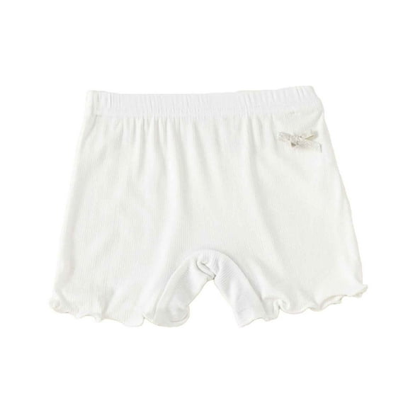 MIXUE Baby Girls Pants Summer Solid Color Knit Bowknot Elastic Waist Ruffles Sports Casual Sportswear,White,18-24 Months
