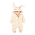 thumbnail image 1 of MIXUE Baby Girls Rompers Animal Bunny Easter Rabbit Ear Hoodie Long Sleeve With Zipper Bodysuits Streetwear,Beige,0-3 Months, 1 of 9