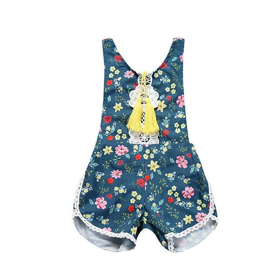 MIXUE Baby Girls Rompers Summer floral Cute Overalls Soft Breathable Infants Bodysuits Holiday Wear,Green,3-6 Months
