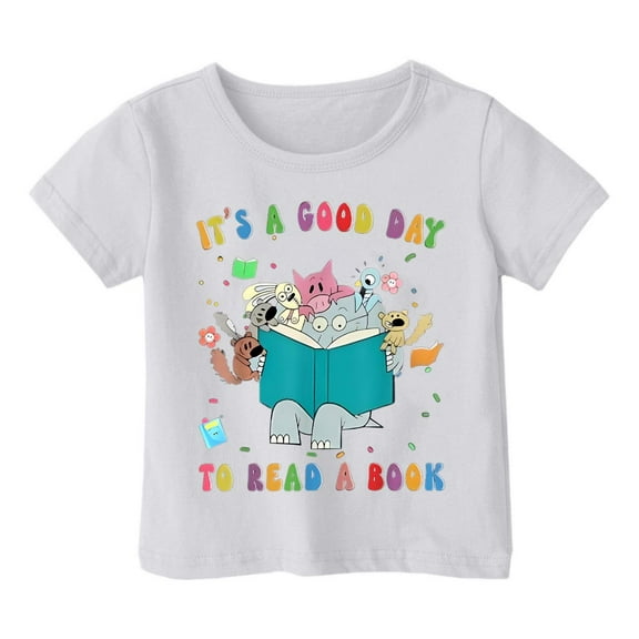 MIXUE Baby Girls Tops & T-Shirts Children Fashion Cartoon Print Loose Casual Short Sleeve Kids Comfortable Summer Pullover T Shirts Daily-Wear,White,1-2 Years