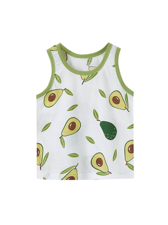Baby Girls Tops & T-Shirts Kids Dance Racerback Crop Vest Cartoon Print Sleeveless Sports Dance Ballet Gymnastics Dancewear Pullover T Shirts Daily-Wear,Green,6-12 Months